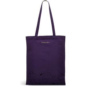 RADLEY London Linear Bloom Responsible Medium Canvas Tote Bag Dark Plum NWT